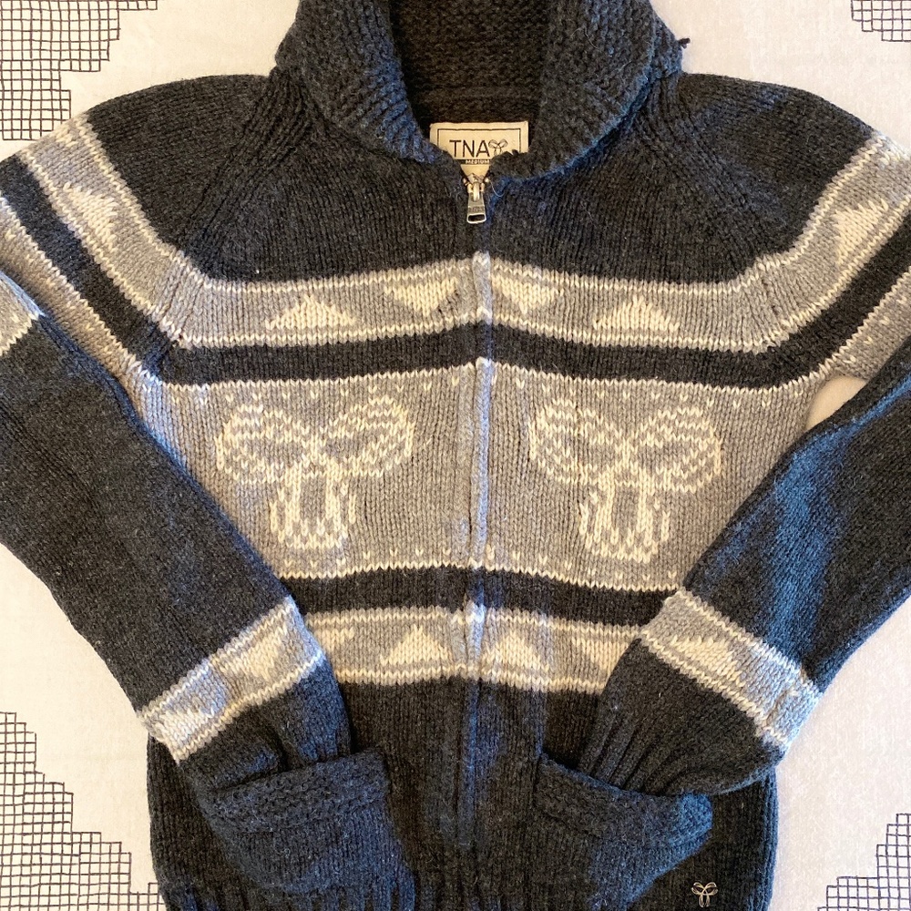 ARITZIA / TNA Lambswool Zip Sweater M – Aritzia Y2K Cozy Knit